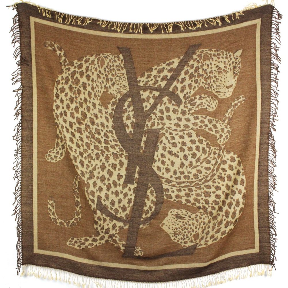 YSL Very Rare 1980s Vintage Leopard Shawl